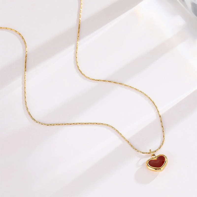 Wholesale Simple French Heart Titanium Steel Necklace