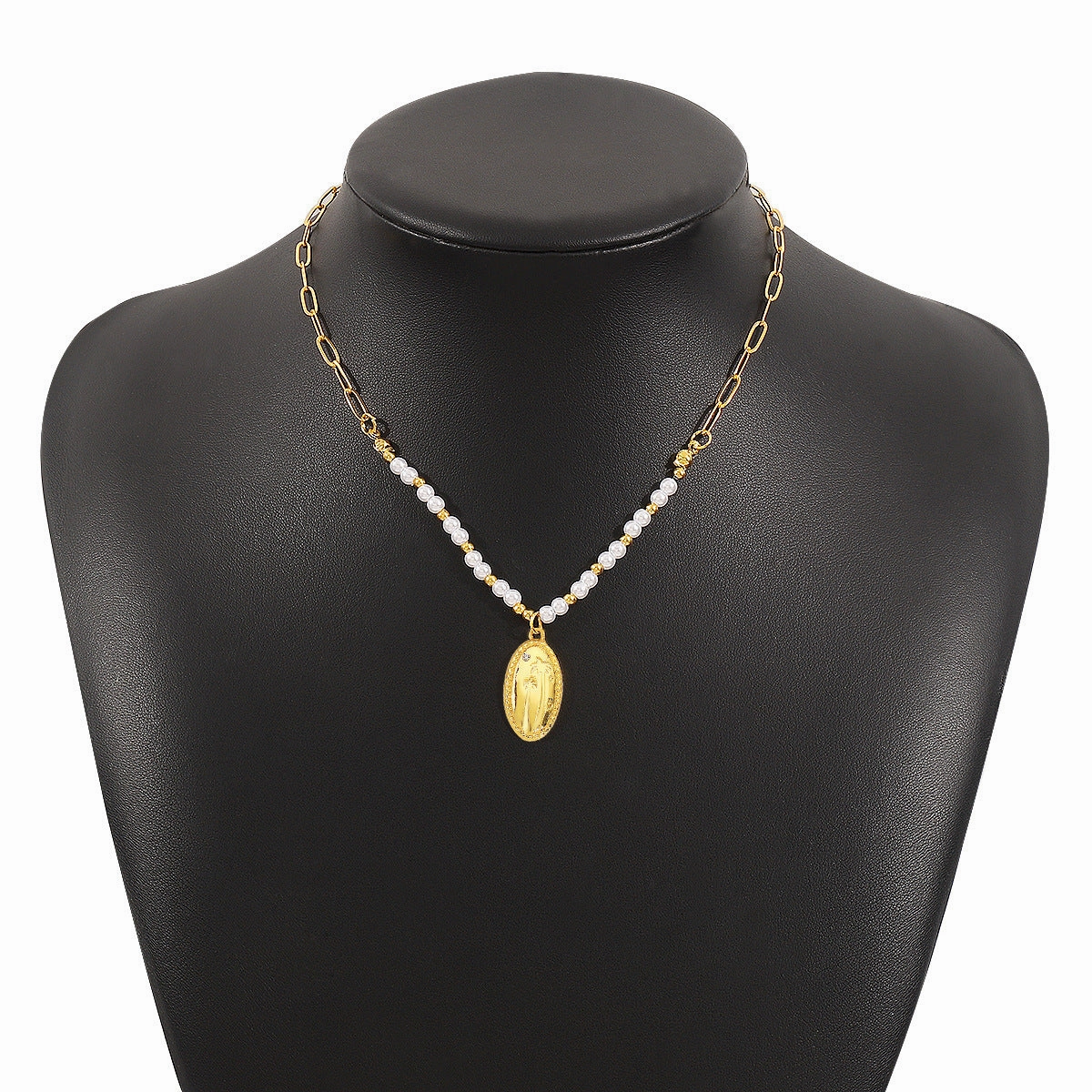 Wholesale Simple Gothic Style Cross Pearl Stitching Stacking Style Clavicle Necklace