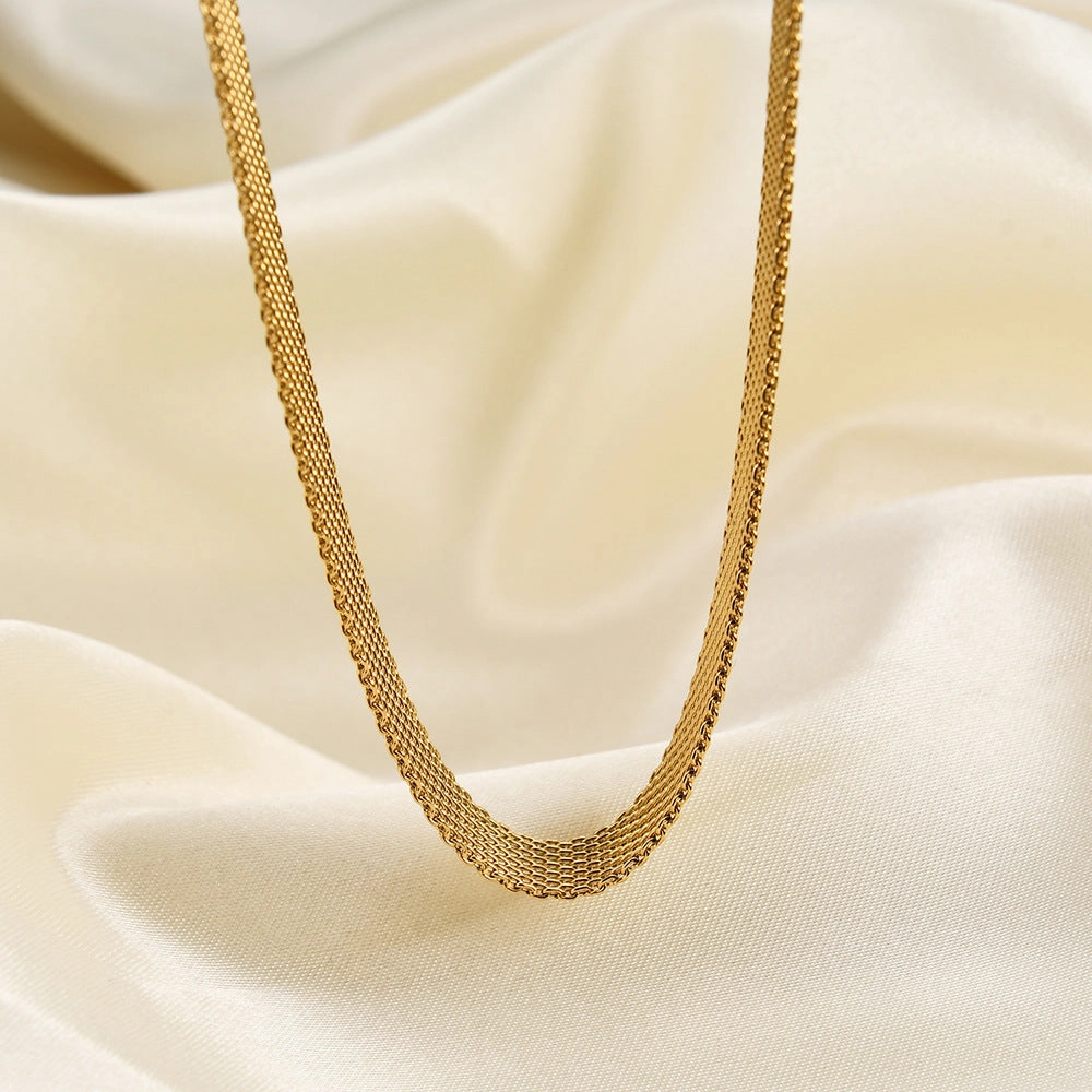 Wholesale simple hollow wide metal 8MM necklace female Choker necklace clavicle chain titanium steel necklace collar female