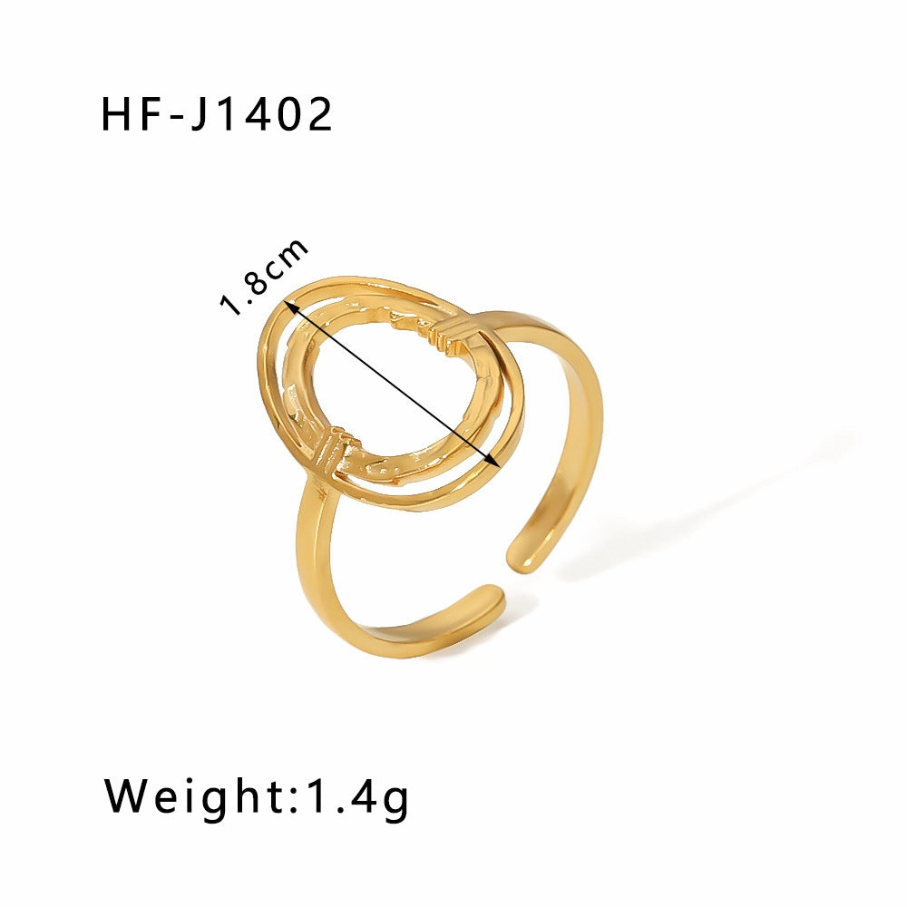Wholesale Simple Leaf Geometric Hollow Flower 18k Gold-plated Snake-shaped High-end Multi-layer Titanium Steel Rings