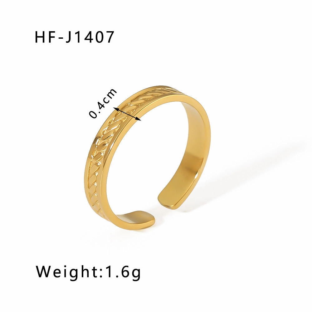 Wholesale Simple Leaf Geometric Hollow Flower 18k Gold-plated Snake-shaped High-end Multi-layer Titanium Steel Rings