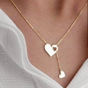 Wholesale Simple Love Pendant Necklace Women's Fashionable Personalized Creative Hollow Heart Collarbone Chain Y-Shaped