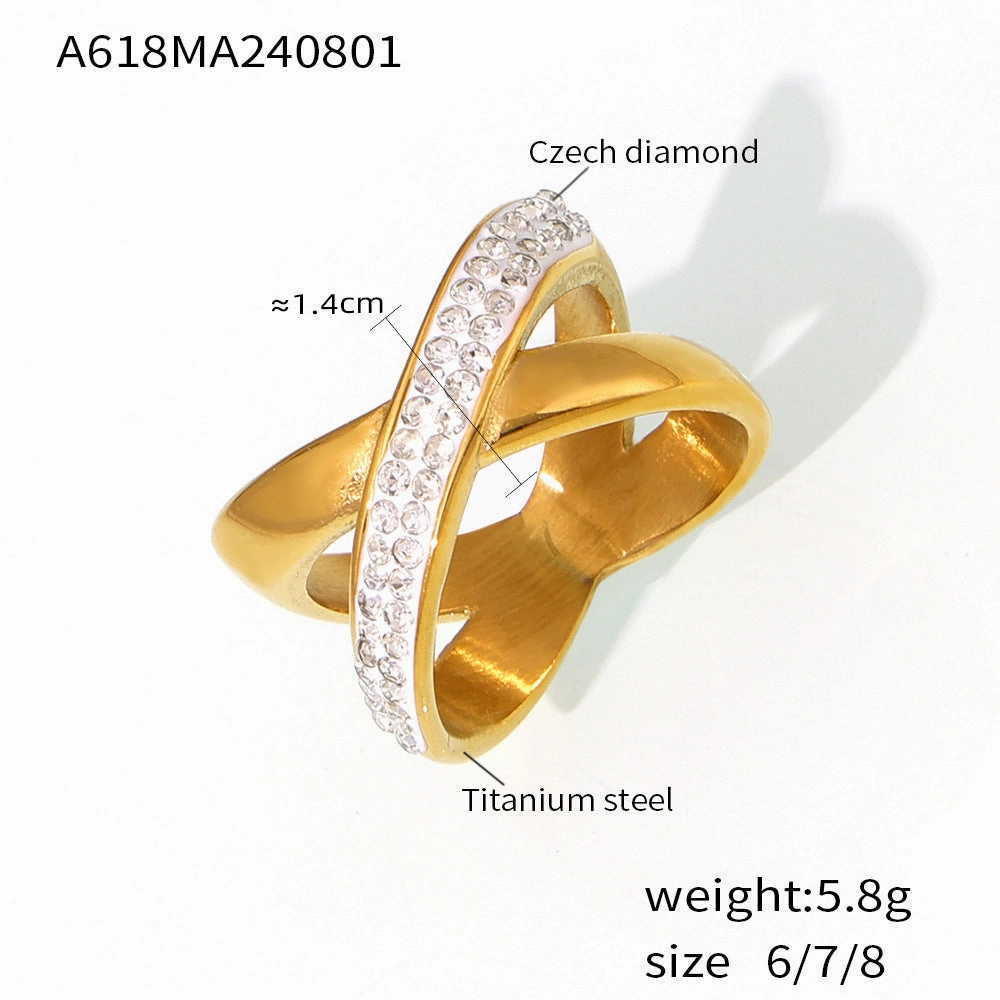 Wholesale simple personality diamond irregular design titanium steel plated ring