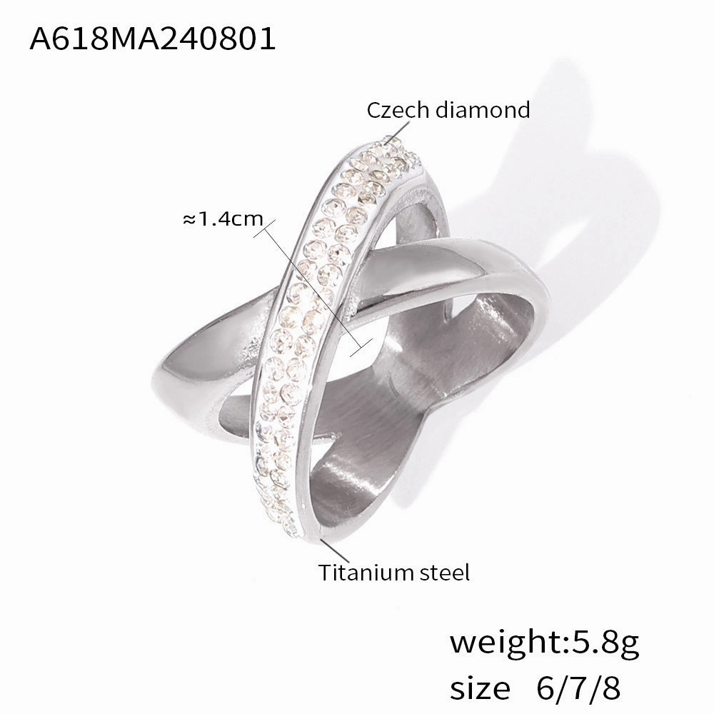 Wholesale simple personality diamond irregular design titanium steel plated ring