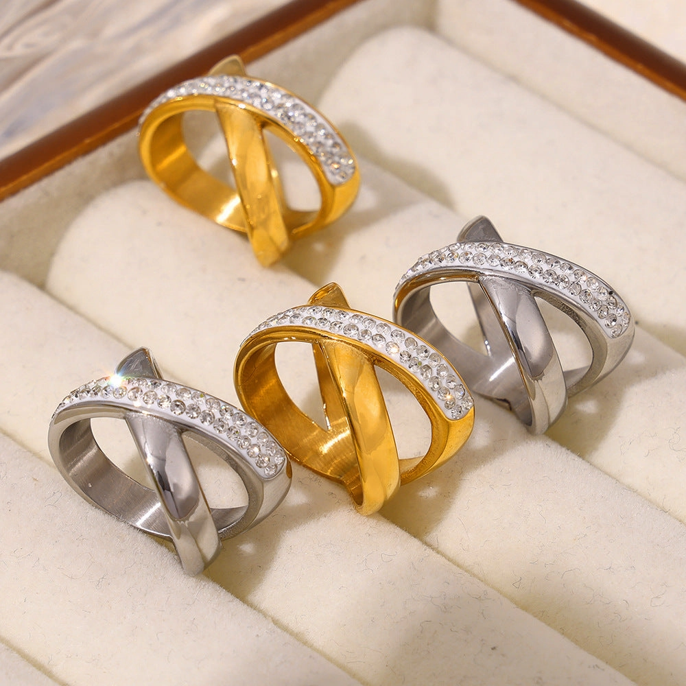 Wholesale simple personality diamond irregular design titanium steel plated ring