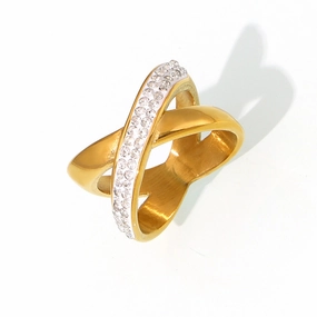 Wholesale simple personality diamond irregular design titanium steel plated ring