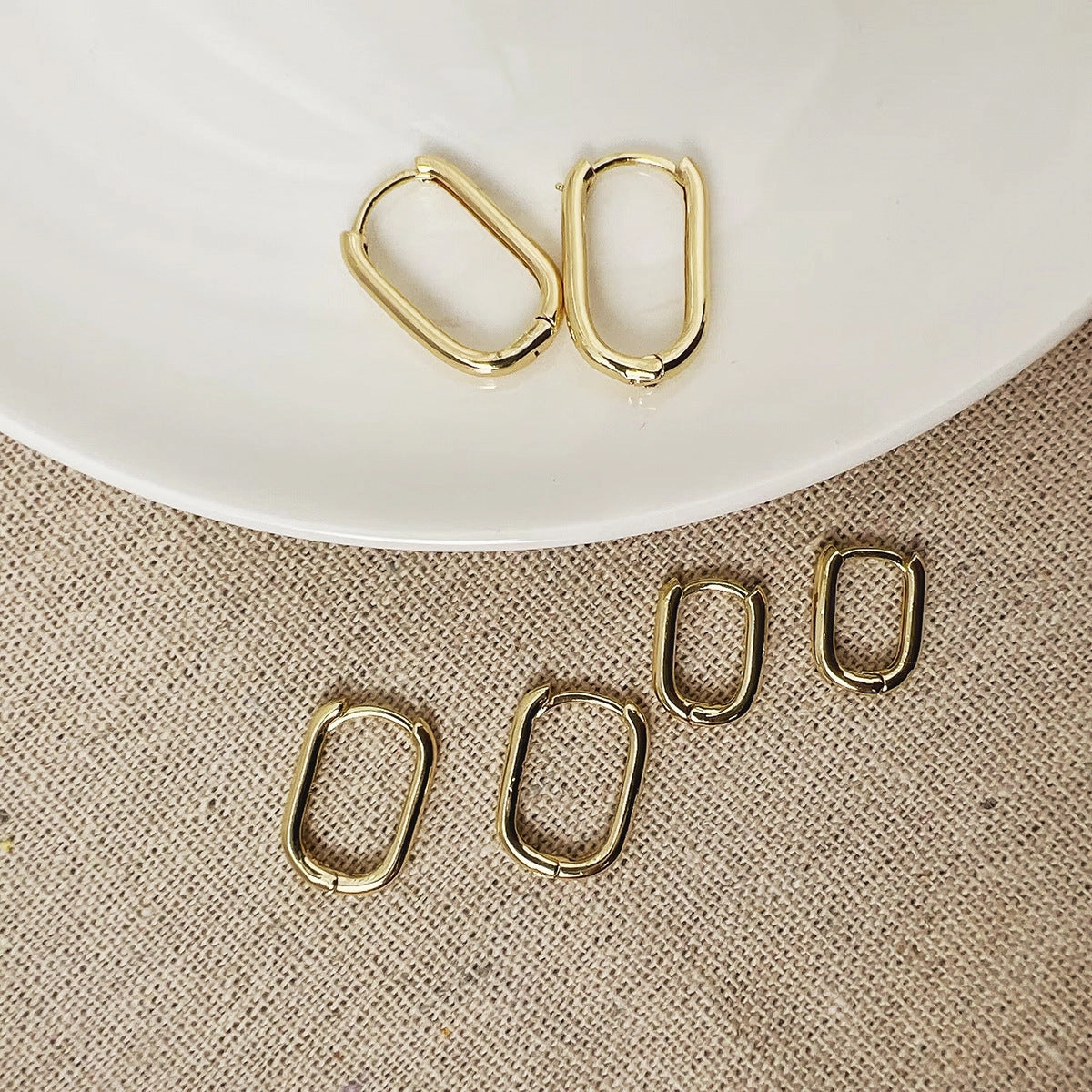 Wholesale Simple Real Gold Plated Creative Arc Earrings