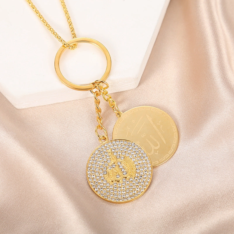 Wholesale Simple Round Engraved Symbol Necklace Clavicle Chain