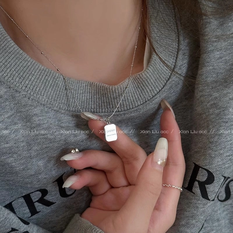 Wholesale Simple square letter titanium steel necklace