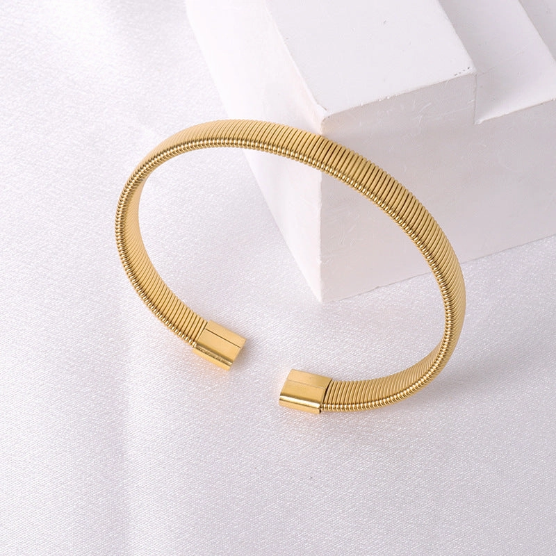 Wholesale Simple Steel Wire Braided C-shaped Bracelet Mesh Chain Titanium Steel Open Versatile Charm Bracelet
