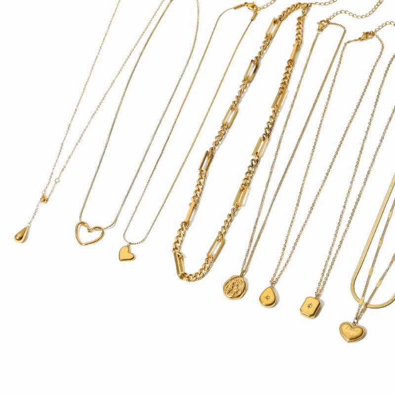 Wholesale Simple Style Special-shaped Heart Drop Zircon Lava Necklaces