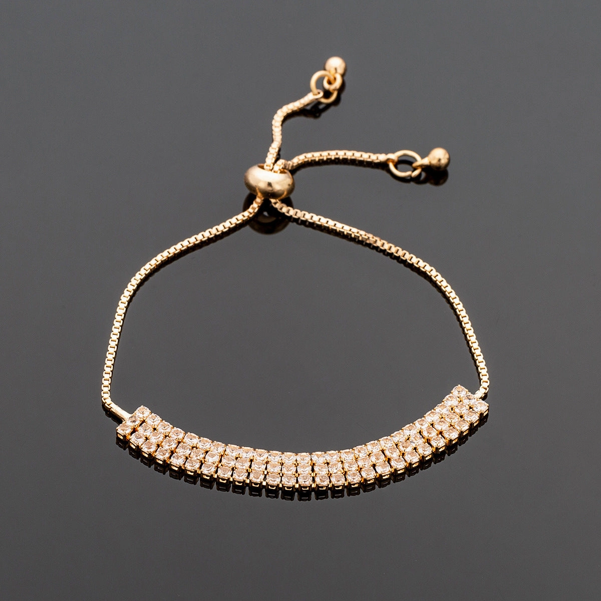 Wholesale Simple Telescopic Rhinestone Claw Chain Adjustable Bracelet