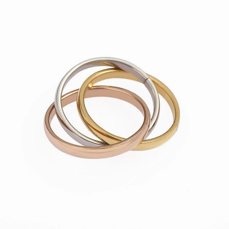 Wholesale Simple Three-Ring Three-Color Titanium Steel Ring