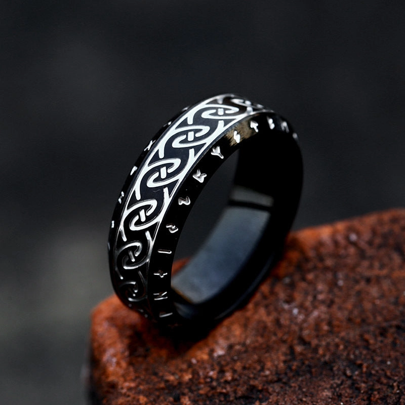 Wholesale simple titanium steel Nordic retro Viking letter stainless steel ring