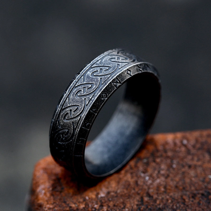 Wholesale simple titanium steel Nordic retro Viking letter stainless steel ring
