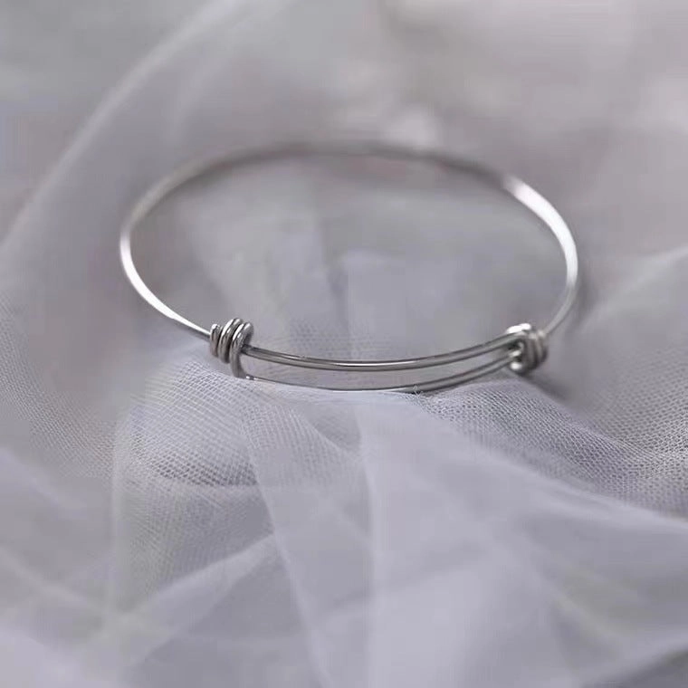 Wholesale Simple Titanium Steel Plated 18K Gold Round Adjustable Wire Bracelet