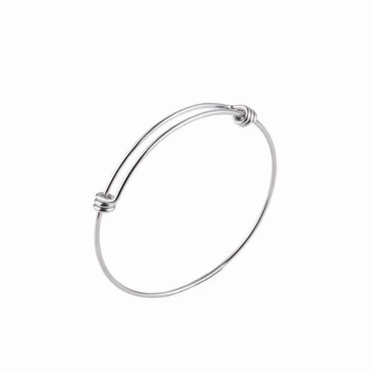 Wholesale Simple Titanium Steel Plated 18K Gold Round Adjustable Wire Bracelet