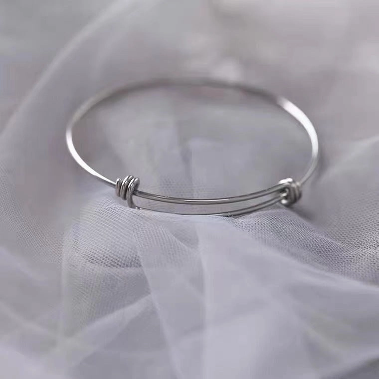 Wholesale Simple Titanium Steel Plated 18K Gold Round Adjustable Wire Bracelet