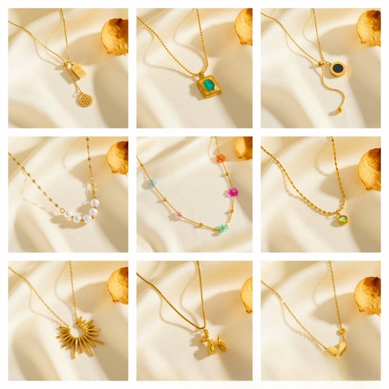 Wholesale Simple Titanium Steel Shell English Letters 18K Fashion Love Pendant Necklaces