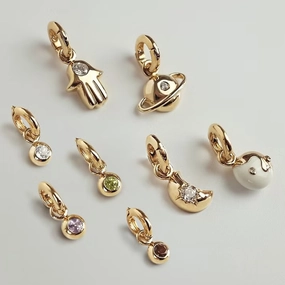 Wholesale Simple Twelve Birthstones Light Luxury Palm Moon Tai Chi Planet Gold-plated Pendant