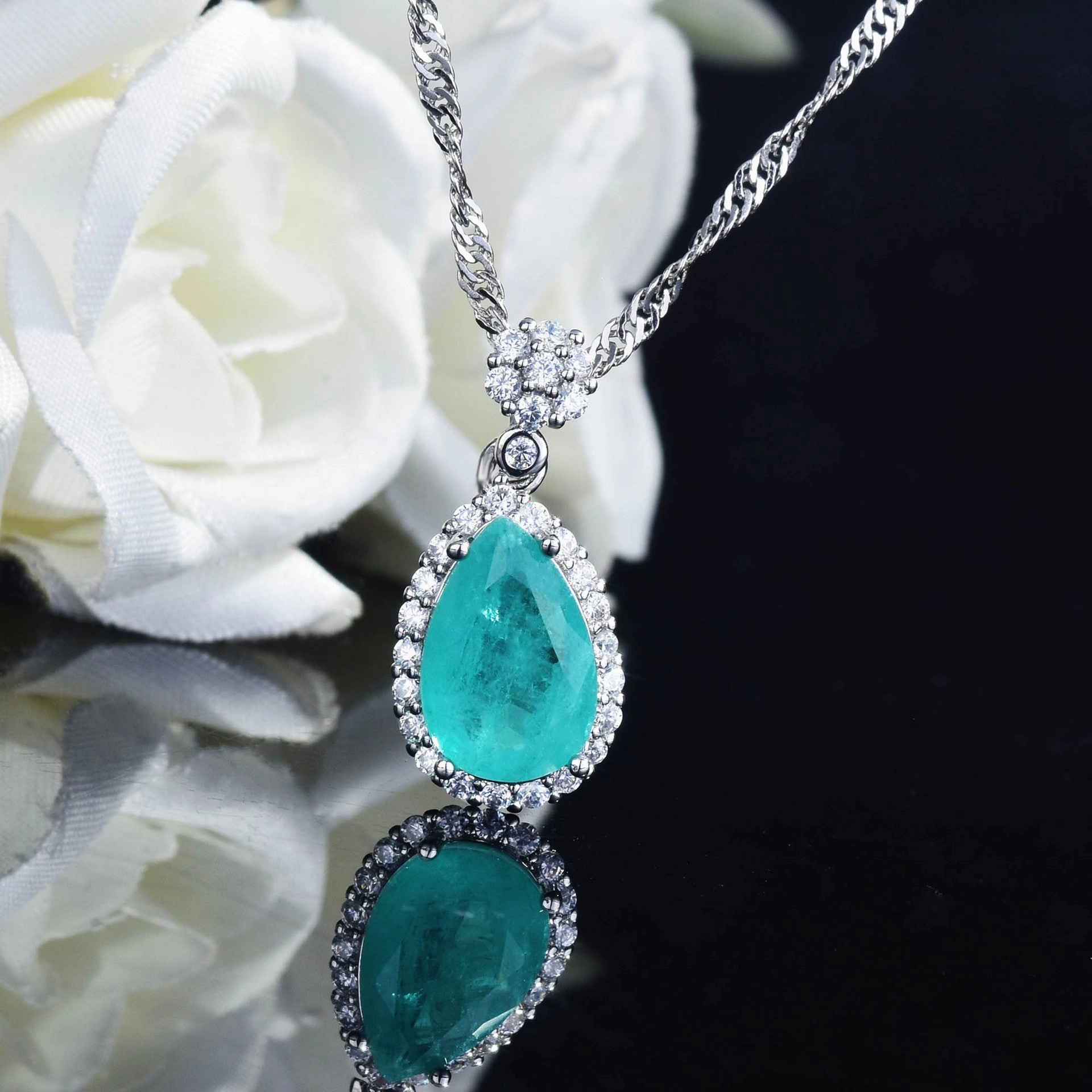 Wholesale Simulated Natural Paraiba Set Drop Shape Copper Ring Pendant Necklaces Earrings