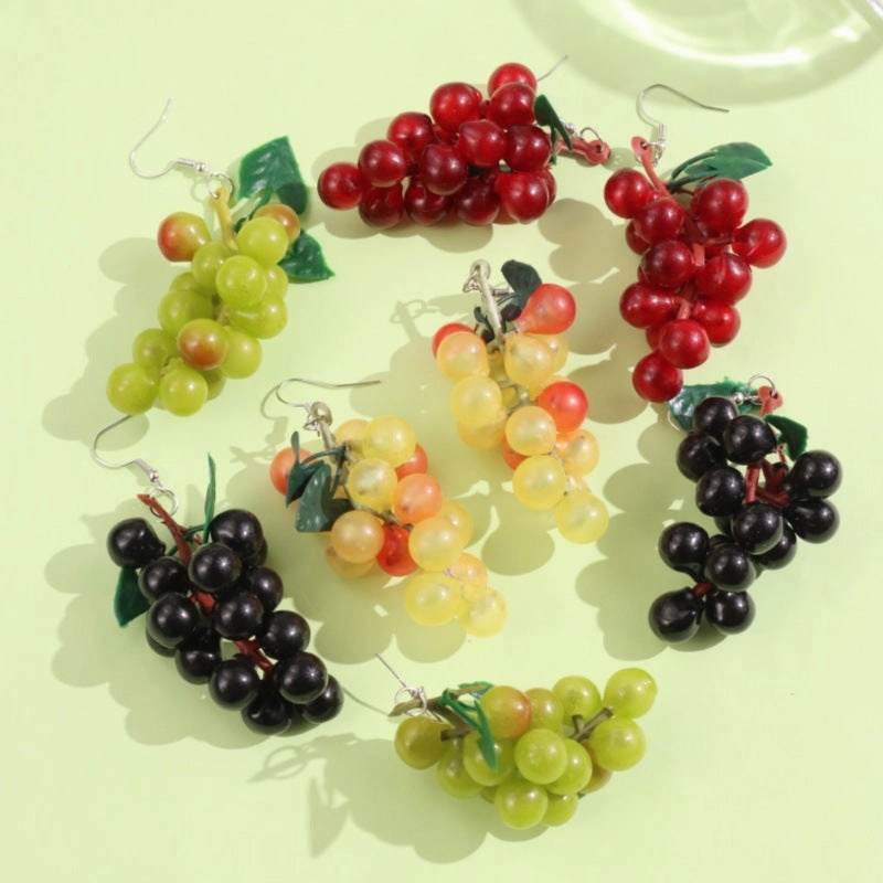 Wholesale Simulation 3D Fruit Grape Cherry Sweet and Cute Earrings