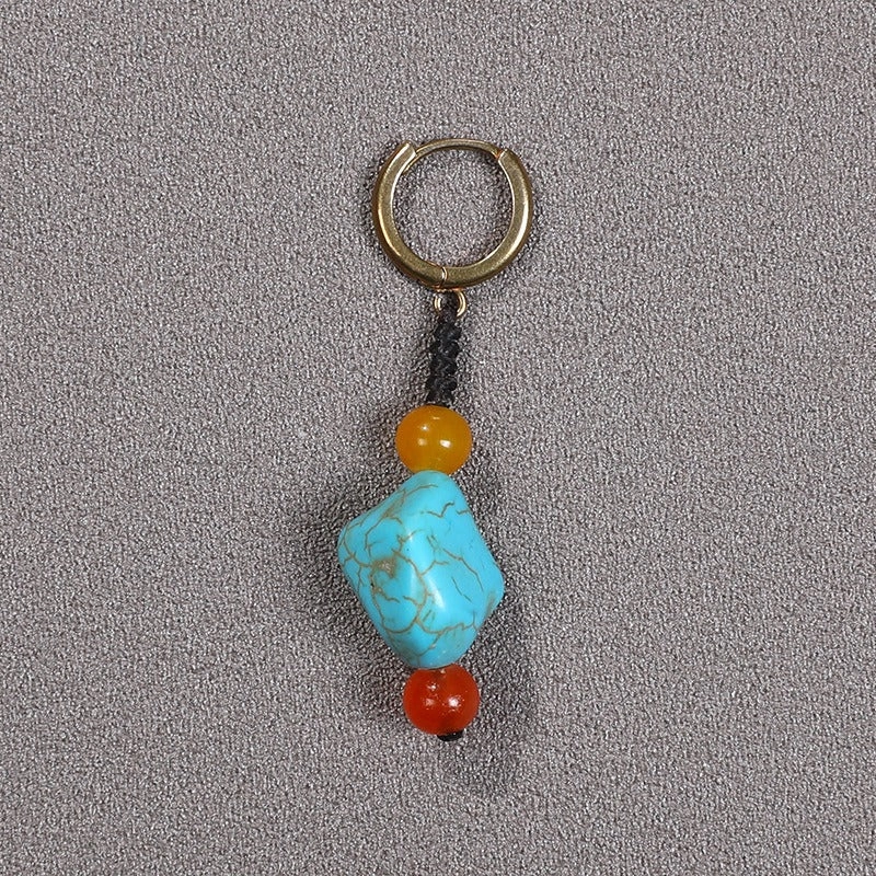 Wholesale Single Imitation Turquoise Ethnic Tibetan Ear Clip