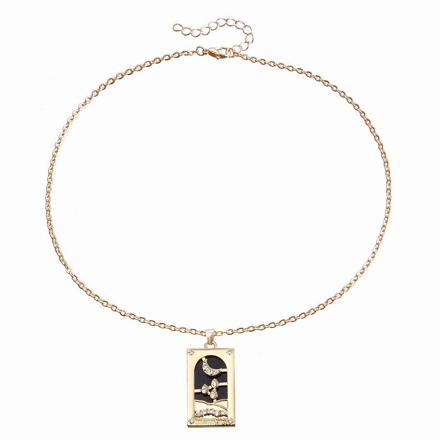 Wholesale Single Layer Metal Thin Chain Rectangular Tarot Card Square Necklace