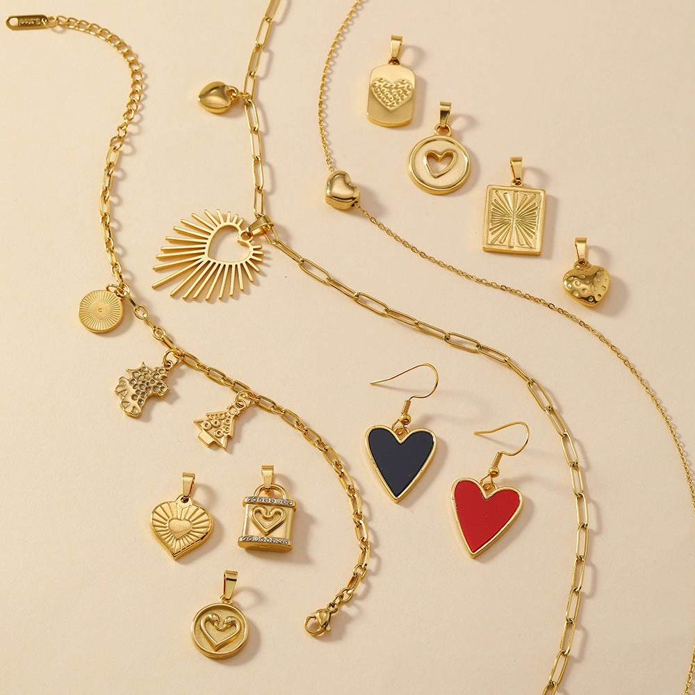 Wholesale Single Pendant Stainless Steel Love Cross Element Pendant DIY Bracelet Necklace Accessories