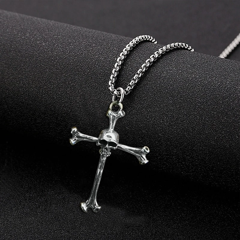 Wholesale Skull Personality Cross Religious Belief Punk Hip-hop Style Ghost Skull Necklaces
