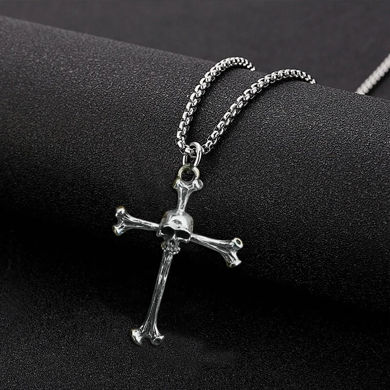 Wholesale Skull Personality Cross Religious Belief Punk Hip-hop Style Ghost Skull Necklaces