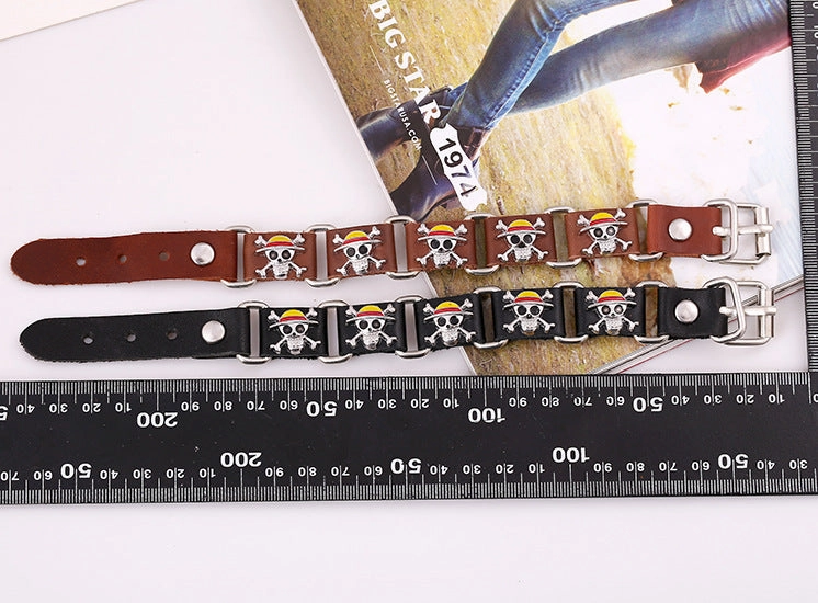 Wholesale Skull Punk Genuine Leather Men's Bracelets