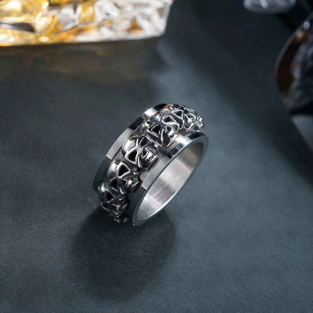 Wholesale Skull rotating stainless steel ring