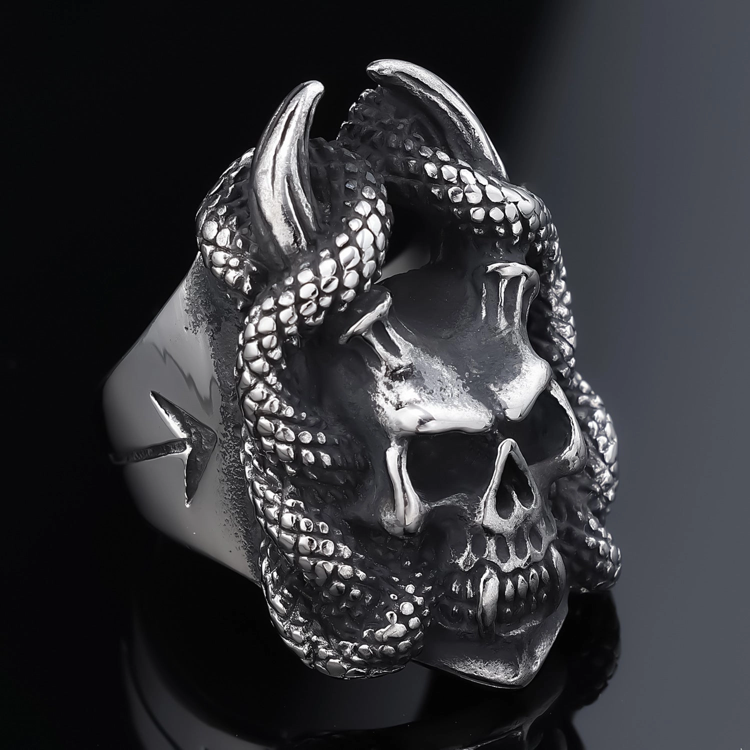 Wholesale Skull Snake Shape Stainless Steel Men's Ring