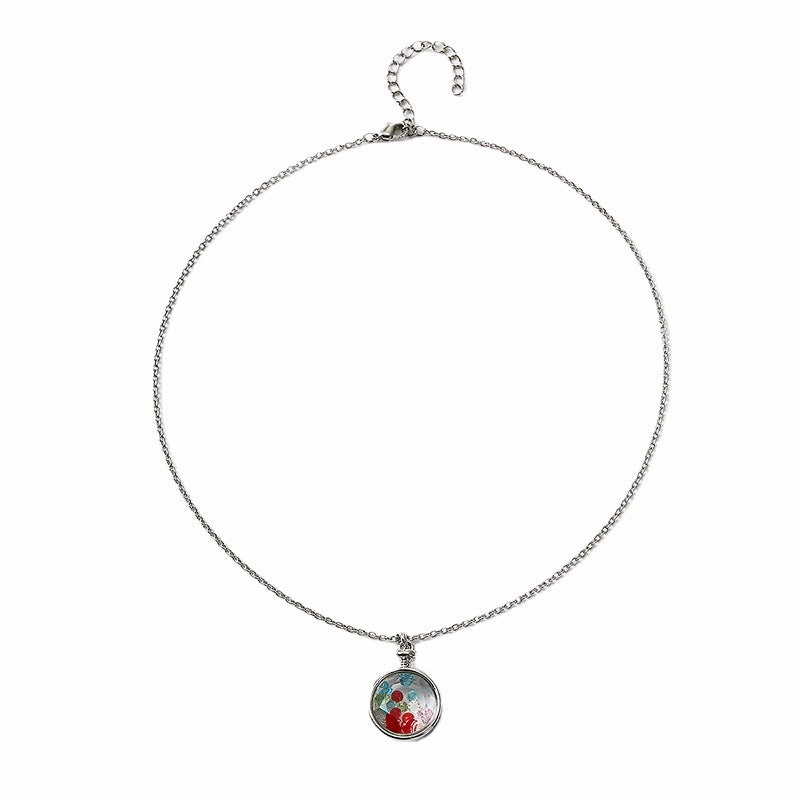 Wholesale Small Fresh Retro Colorful Crystal Rhinestone Glass Cover Pendant Clavicle Chain