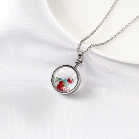 Wholesale Small Fresh Retro Colorful Crystal Rhinestone Glass Cover Pendant Clavicle Chain