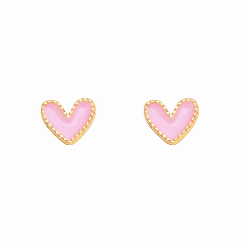 Wholesale Small Heart Gold Plated Copper Ear Studs