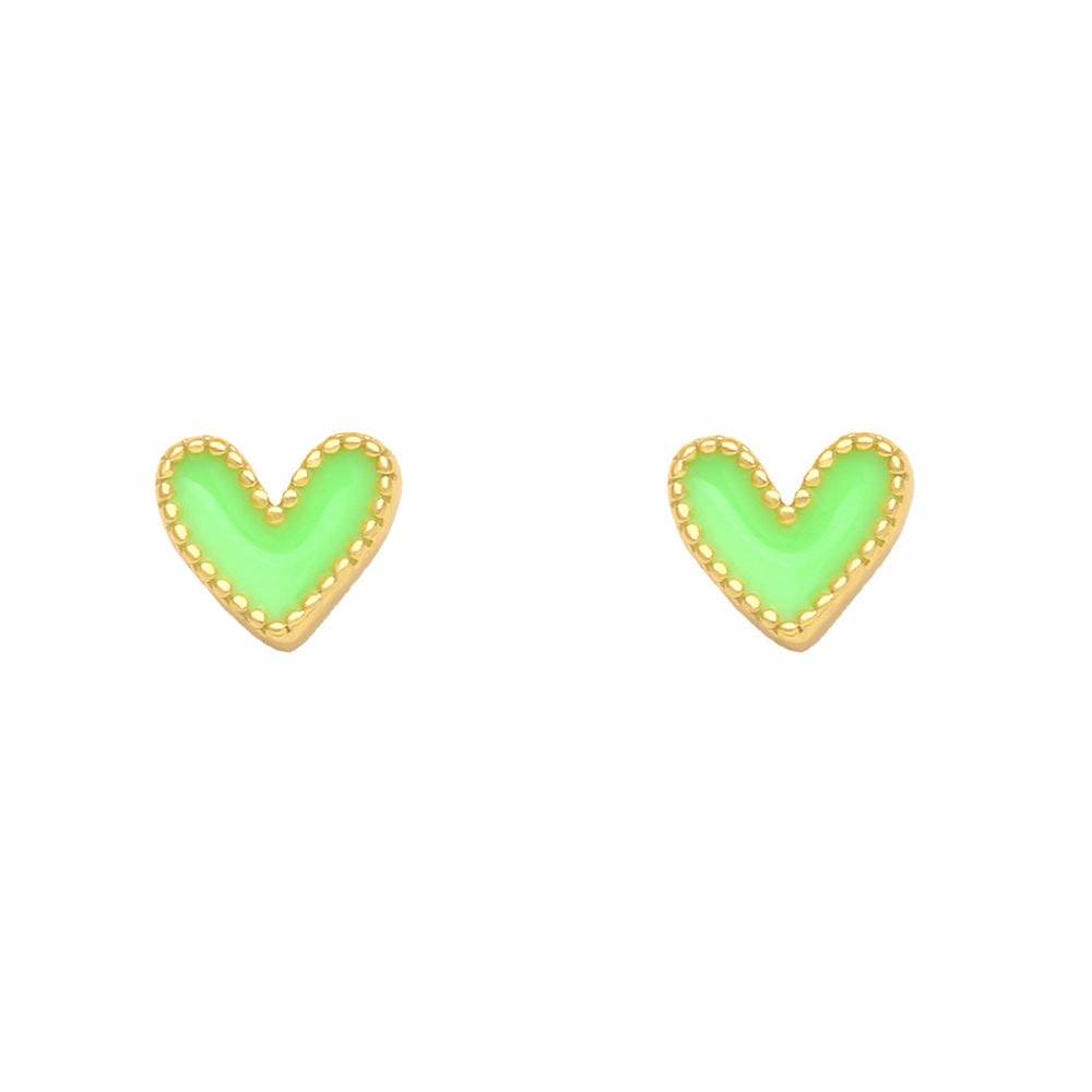 Wholesale Small Heart Gold Plated Copper Ear Studs