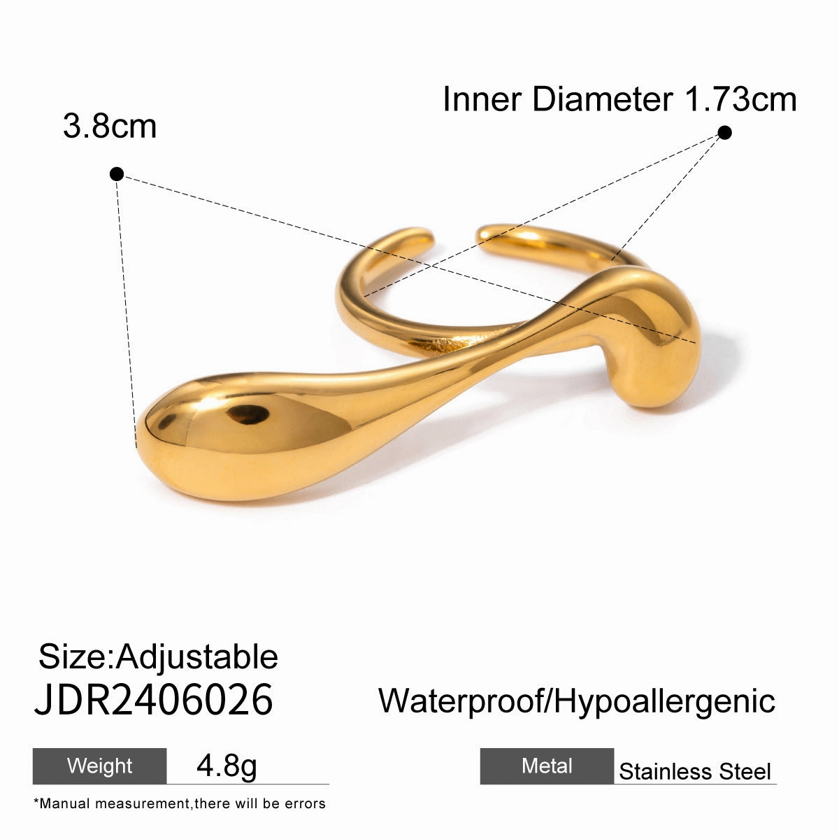 Wholesale Small irregular simple open titanium steel ring