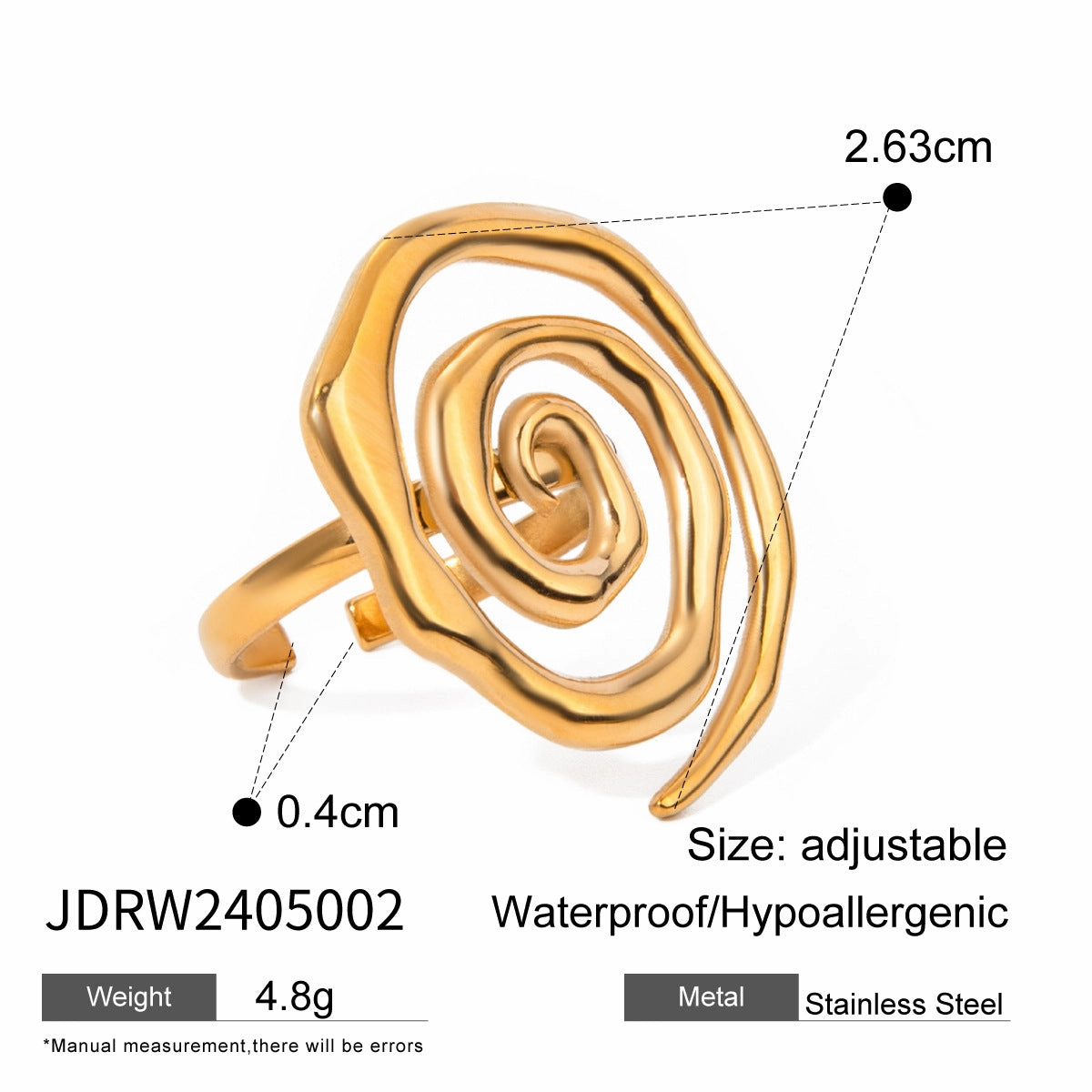 Wholesale Small irregular simple open titanium steel ring