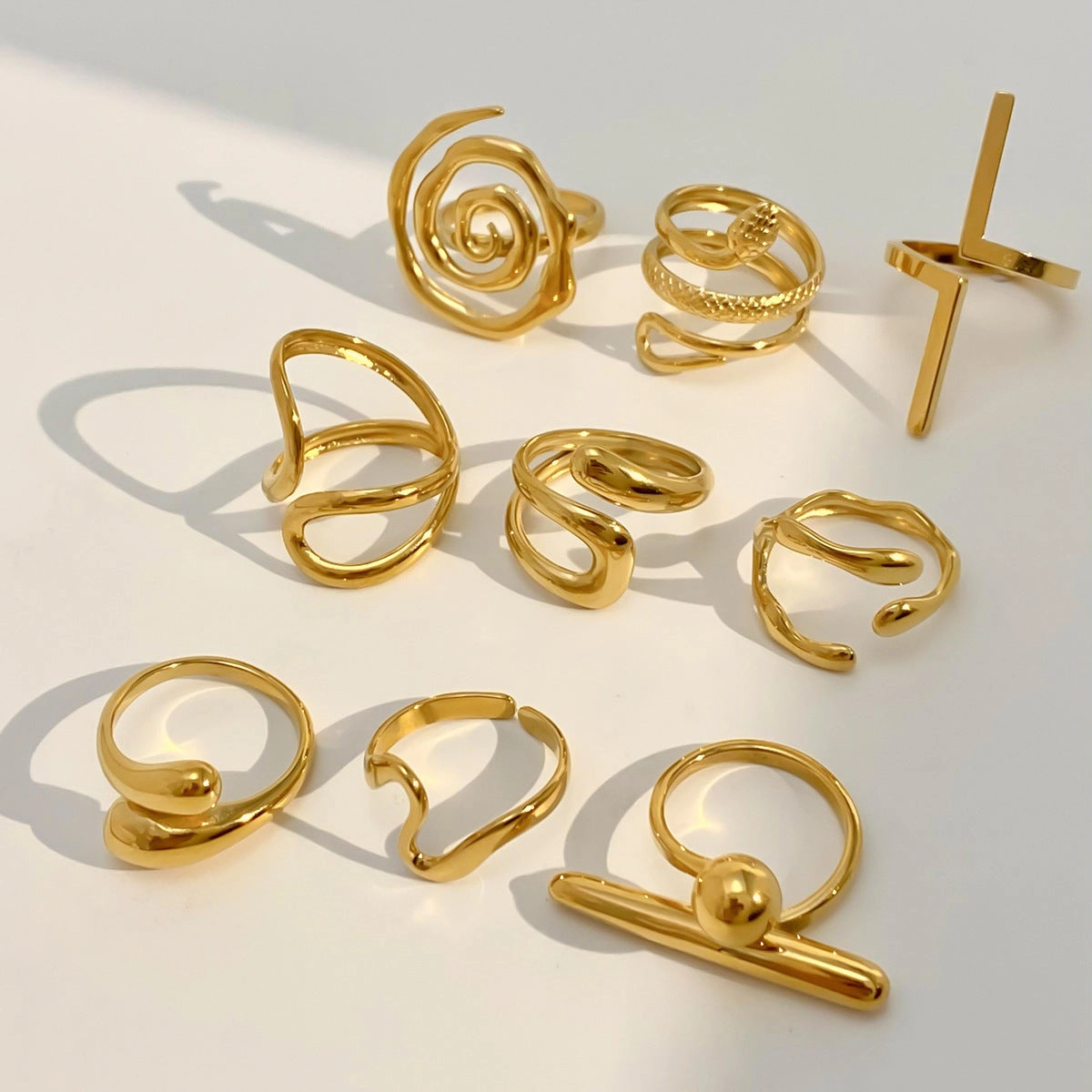 Wholesale Small irregular simple open titanium steel ring