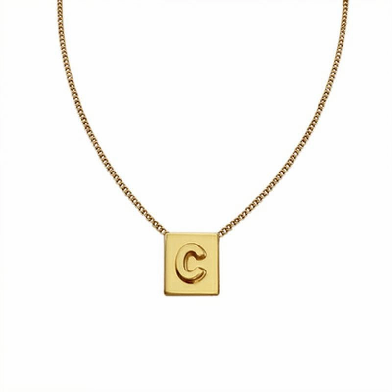 Wholesale Small square 26 letter necklace