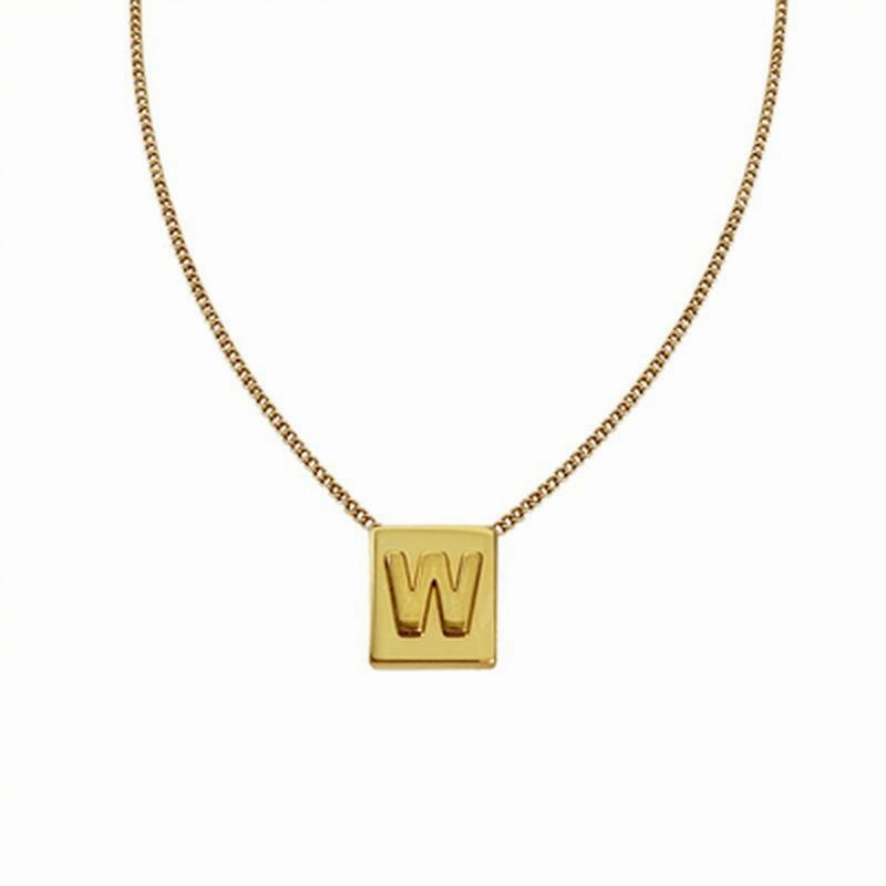 Wholesale Small square 26 letter necklace