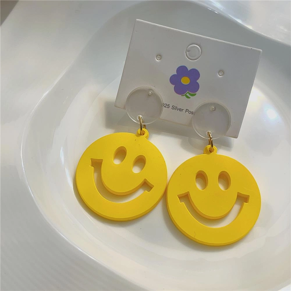 Wholesale Smiling Face Round Acrylic Earrings