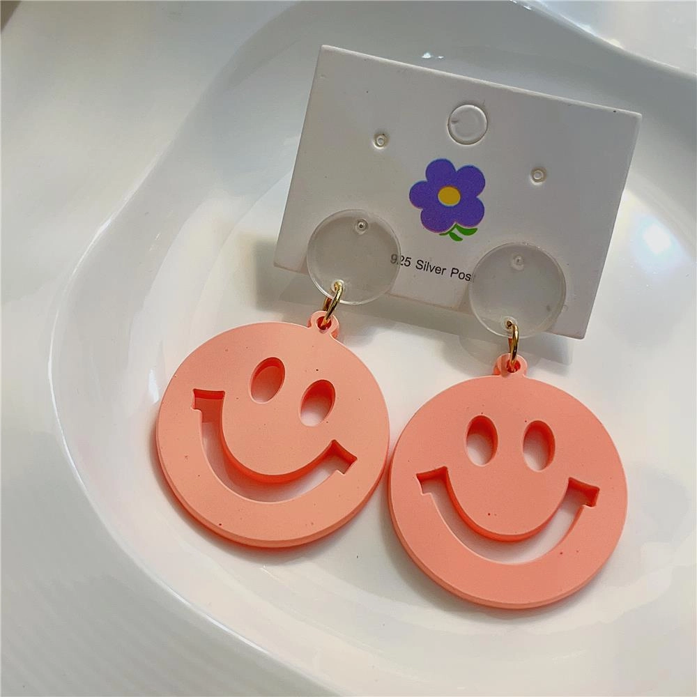 Wholesale Smiling Face Round Acrylic Earrings