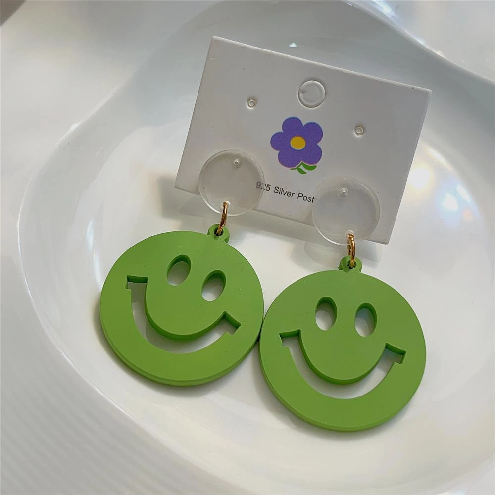 Wholesale Smiling Face Round Acrylic Earrings
