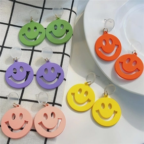 Wholesale Smiling Face Round Acrylic Earrings