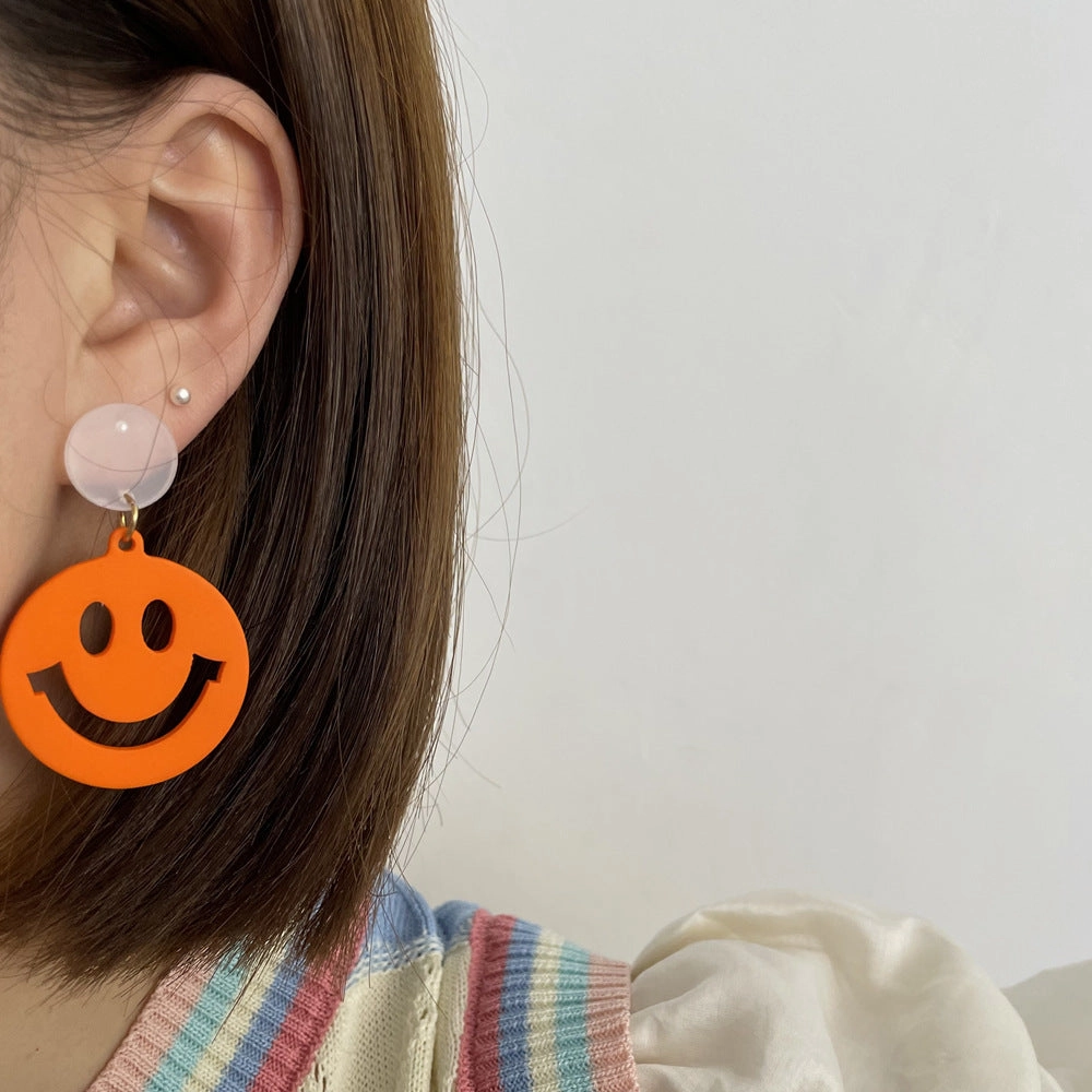 Wholesale Smiling Face Round Acrylic Earrings