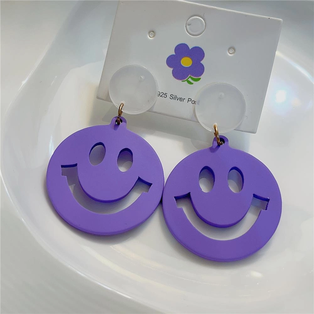 Wholesale Smiling Face Round Acrylic Earrings