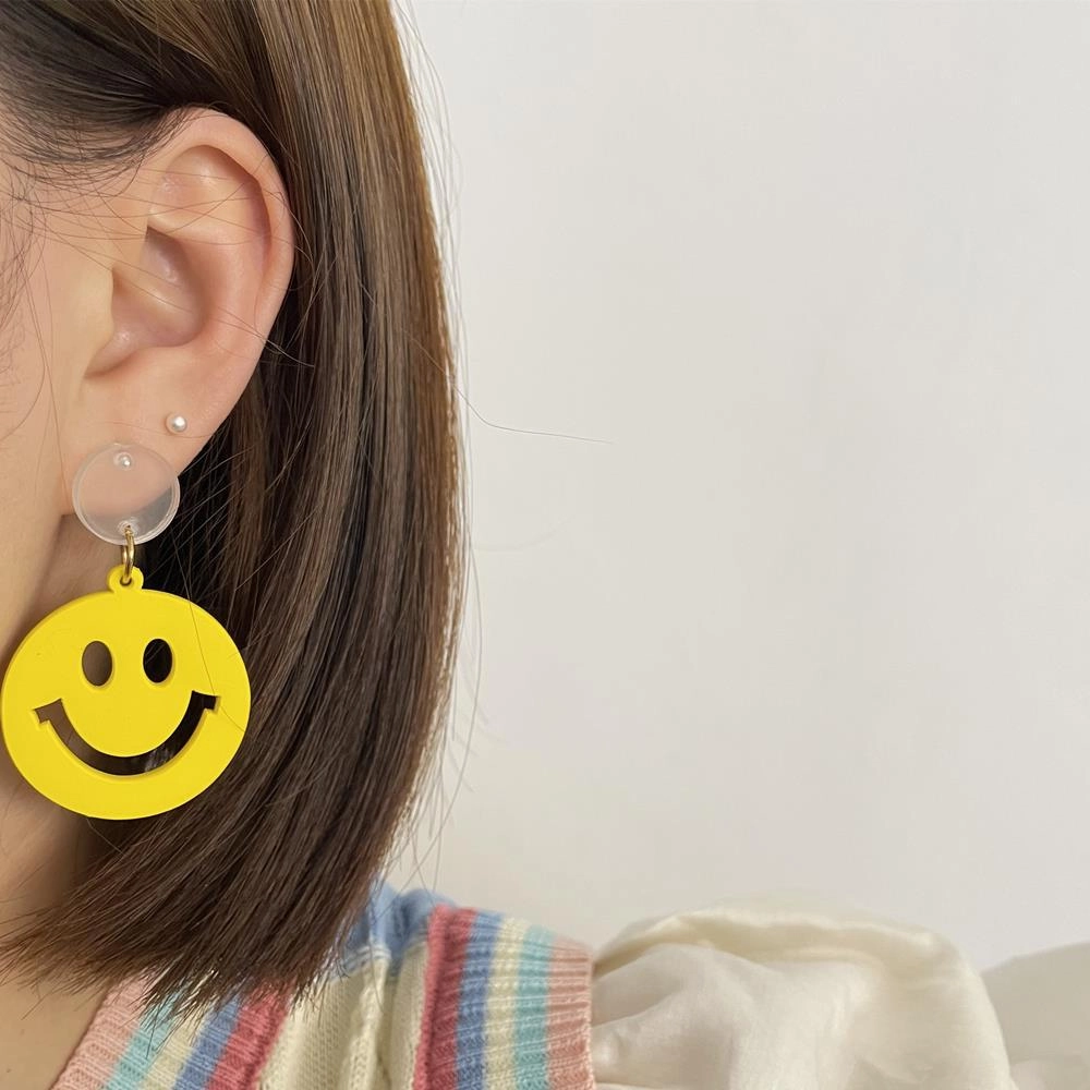 Wholesale Smiling Face Round Acrylic Earrings
